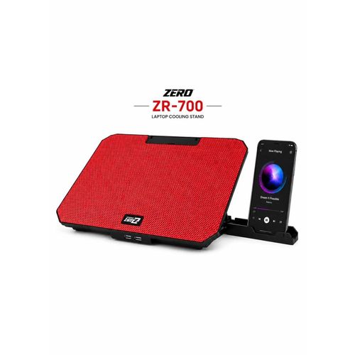 ZR-700 Laptop Cooling Stand with Dual Fans, Adjustable Phone Holder, Red