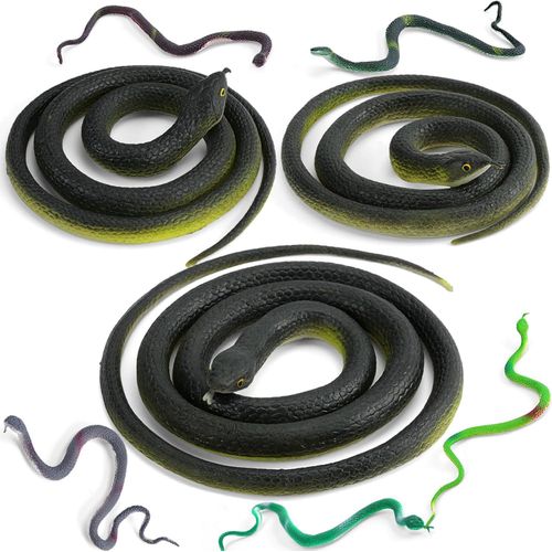 3 pieces of realistic rubber snakes, large and realistic plastic snakes for garden snakes to hold the gardens, asustadas ardillas, Halloween broma accessories (style