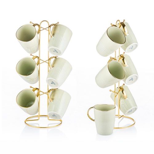 6-piece porcelain tea mug set + stand, made of high-quality materials