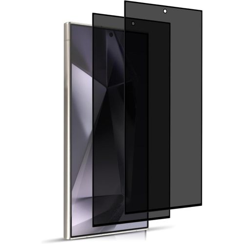 شاشة حماية للخصوصية متوافق مع سامسونج جالاكسي S24 الترا، 2 قطعة صلابة 9H مضاد للخدش يدعم بصمات الأصابع غشاء من الزجاج المقسى مضاد للتجسس لسامسونج جالاكسي S24 ألترا من كيهوي