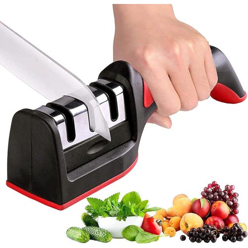 Knife Sharpener, Necomi Kitchen Knife Sharpener for Sharpening and Polishing Kitchen Knives with Easy Manual Sharpening for Straight Knives Perfect for Household and Chef’s Choice