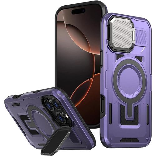 Compatible With IPhone 14 Pro Max Case With Camera Protection With Mag-safe Case Magnetic With Stand Purple