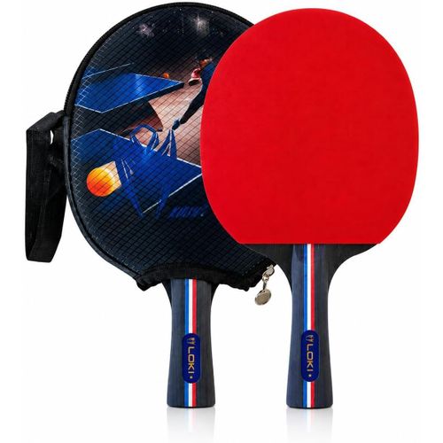 Table Tennis Racket with Carry Case, Professional Ping Pong Paddle, High Control, Speed & Spin Performance level x2