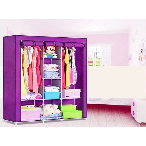 اشتري Generic Portable Clothes Storage Closet with 8 Shelves and 2 Hangers - Purple في مصر