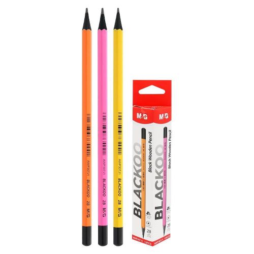 Chenguang Blackoo 2B Wooden Pencils – Super Dark Graphite, Hexagonal Break-Resistant Pencils, Assorted Neon Colors, 12-Pack - No: AWP307J1