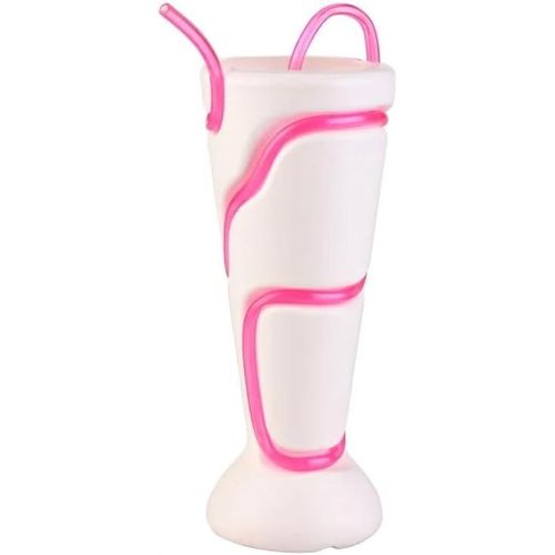 Milkshake-Shaped Drinking Cup with Flexible Straw, BPA-Free Plastic, 500ml, 7.5x7.5x20cm, Random color