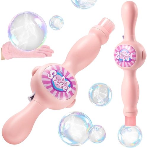 Automatic Rechargeable Smoke Bubble Machine Elastic Fog Bubble Wand with Lights - Sound Gloves Safe Bubble Solution Interactive Bubble Toy for Parties, Birthdays and Weddings