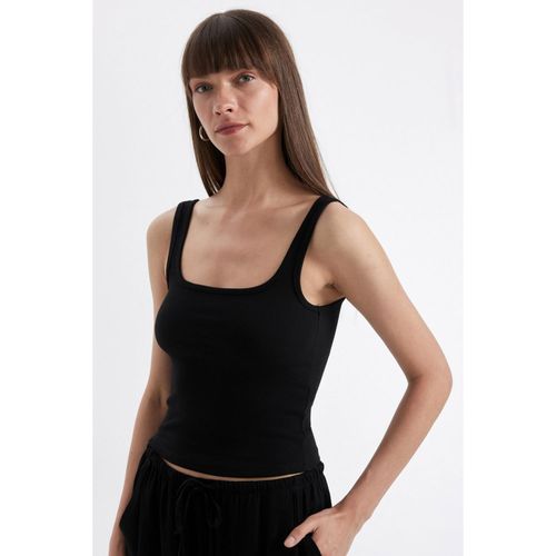 Slim Fit Camisole Square Collar Undershirt - Black