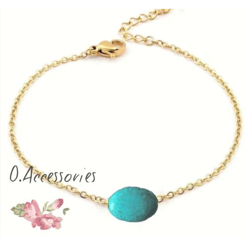 Bracelet Gold Metals Stanlesteel , Turquoise Stone