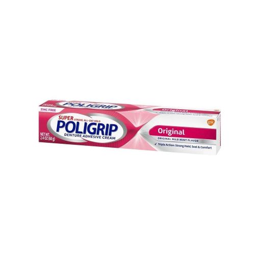 Original Denture Adhesive Cream, Zinc-Free, Mild Mint Flavor, 2.4 oz (68 g)