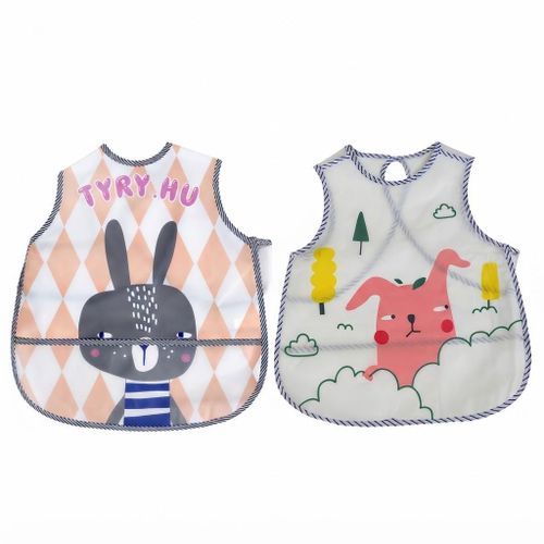 2 Pack Kids Plastic Bibs - 2 Pack Waterproof Kids Bibs - 2 Pack Baby Feeding Bibs - 2 Pack Kids Eating Bibs