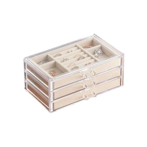 Shein Acrylic jewelry box and organizer, transparent box with 3 drawers