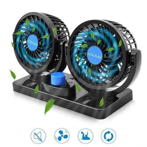 -Headed Vehicle Fan With 360° Rotatable