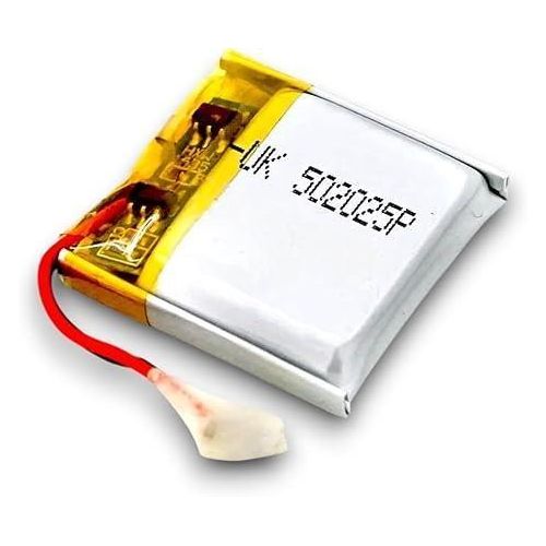 Compact 3.7V rechargeable lithium battery compatible with smartwatches, power banks, remote controls, wireless devices, and more. 350mAh, Model 502025