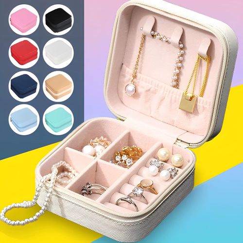 Mini Jewelry Box Leather Jewelry Ring Organizer Case Storage