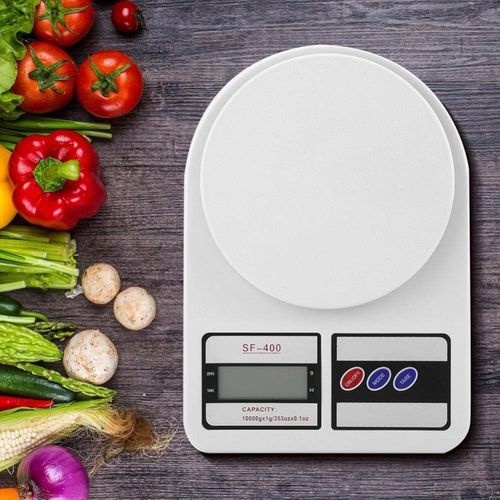 Digital Kitchen Counter Scale, White, Non-stick, 10kg Capacity, Tare Function