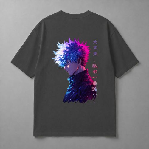 T-Shirt Anime Oversized Cotton T-05 - Dark Grey