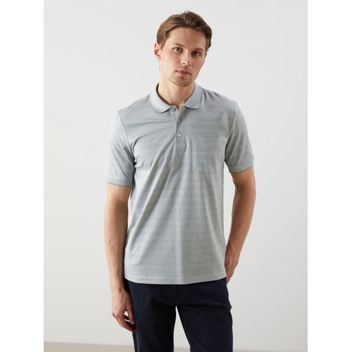 Polo Neck Striped Mercerized-Look Men's T-Shirt