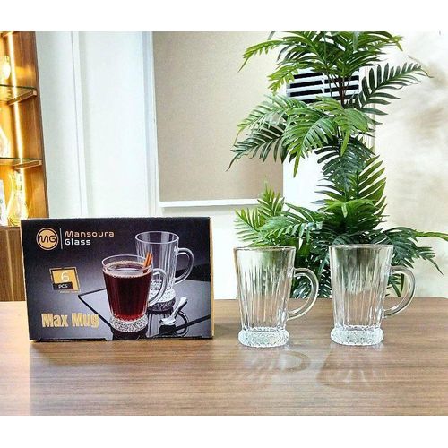 Hexagonal striped pattern juice cups, pack of 6, (220ml ribbed juice mug)