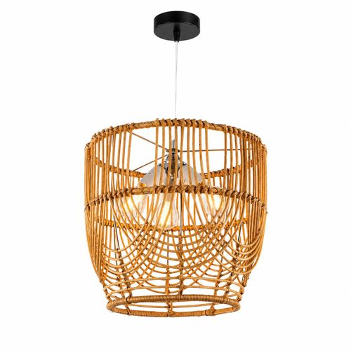 Bamboo Rattan Pendant Light, Woven Hanging Ceiling Lamp, Natural Beige, Diameter 40 cm x Height 50 cm – Mishkah Light