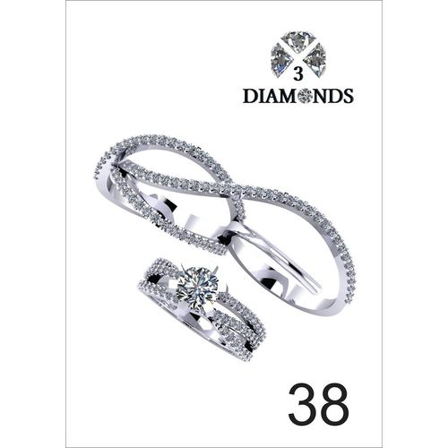 Twins Ring Platinum Plated For Women With Zircon Stone - Silver