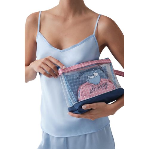 Pack of 3 Snoopy checkered toiletry bags