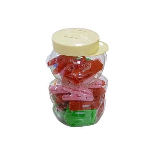 Teddy Bear-Shaped Clothes Peg Jar - Heavy-Duty Plastic - Multi-Color Set