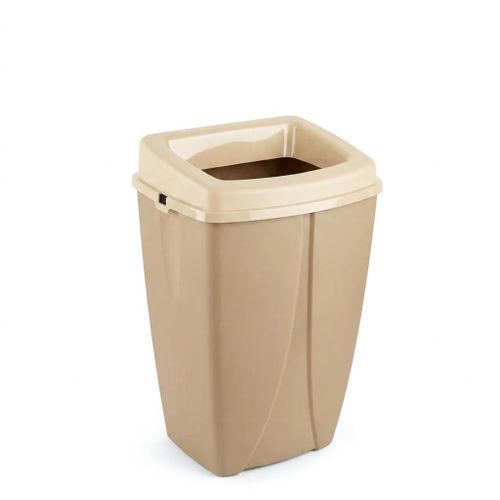 Plastic Rectangular Trash Can, 25 Liters, multicolor, Open Lid with Bag Clip, 27 x 34 x 51 cm