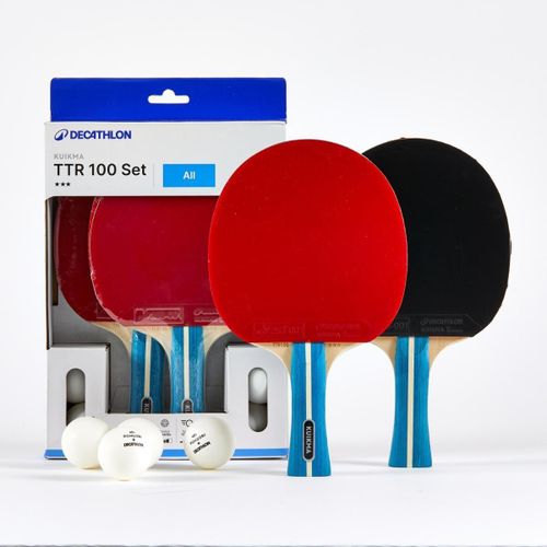 Set of 2 Bats TTR 100 Versatile ITTF School + Balls