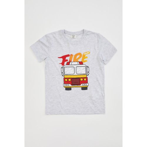 Regular Fit Printed Short Sleeve T-Shirt - Optic Lt.Grey Melange