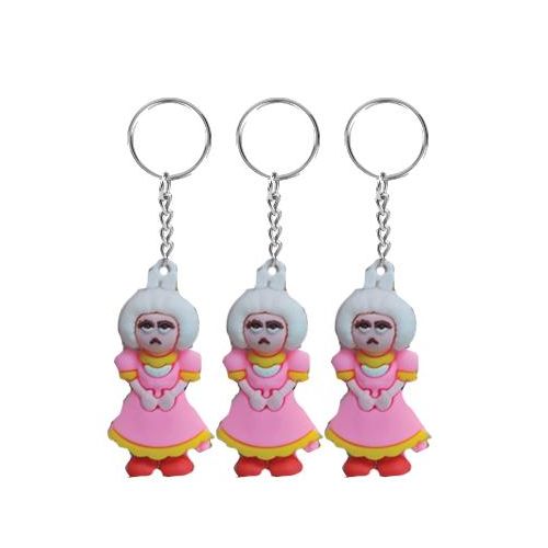 Novelty Keychain Set, Pink Character Figure, 3 Pack, Metal Ring Chain Ramadan Tamtam