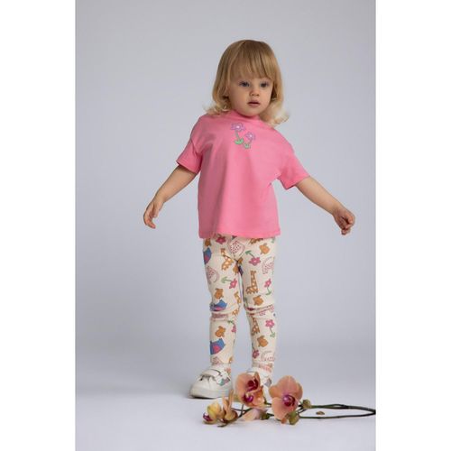 Animal Print Ribbed Cotton Trousers Baby Girl