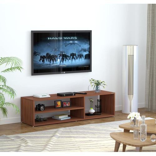 Geometric TV Bookcase Entertainment Unit,Wood TV Cabinet Stand Table for Screens Up to 132.1 cm, Display Rack for Devices in a Rich Brown Walnut Finish for Any Room