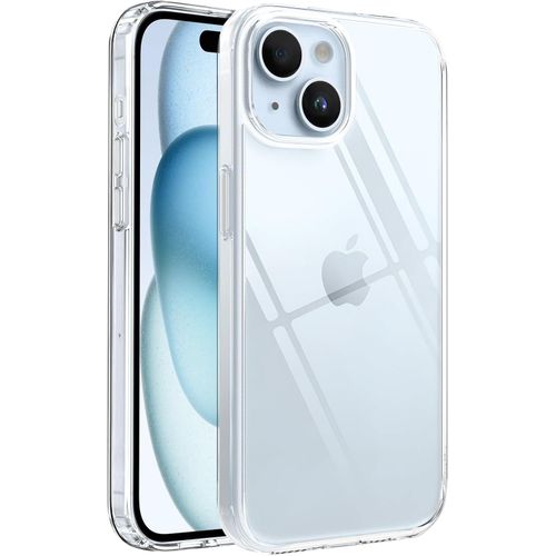 Miniso Clear Silicone Back Case for iPhone Rigid Polycarbonate and TPU Sides, Ultra-Clear Design (Crystal Clear, for iPhone 15 Plus)