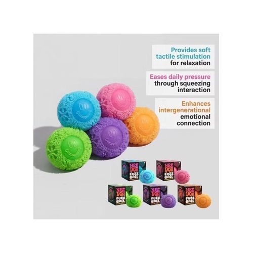 Fuzz Ball Squishy Smiley Toy Velvet-Touch Sensory Fidget Ball for Stress Relief Smiley Face Squeezing Toy, A Sensory Stress-relieving Toy for Children and Sdults (Multiple Colors Available)