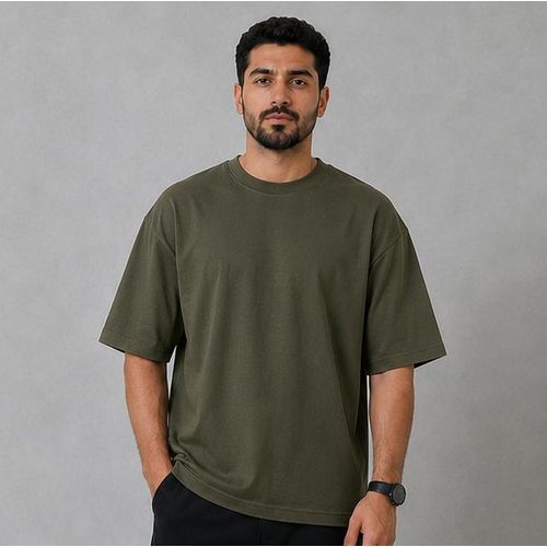 Basic T-shirt – 100% Cotton – Oversized, Solid – Olive Green