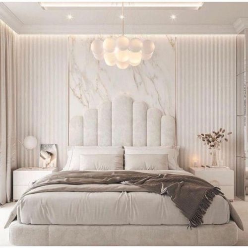 Modern Upholstered Bed (160 cm) – Premium Velvet Beige Bed Frame with Muski Wood Slats