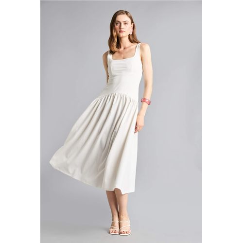 Square Collar Midi Dress