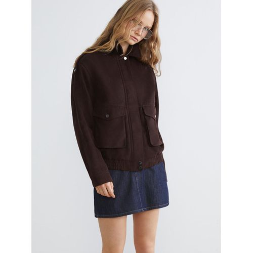 Women's Jacket With A Shirt Collar And Suede Look