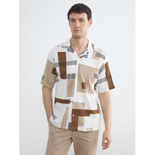 Regular Fit Geometric Pattern Men's Shirt