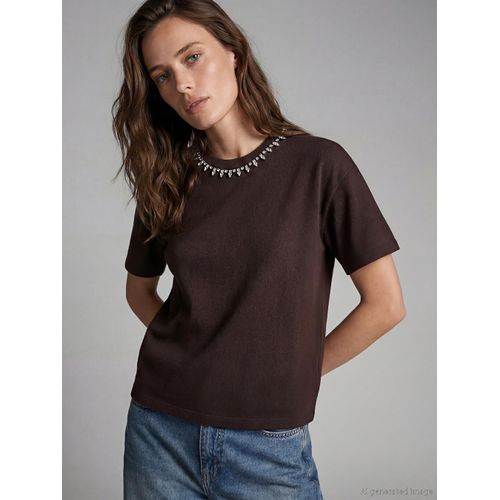 Women's Jewel-Embellished Crew Neck Knit Sweater