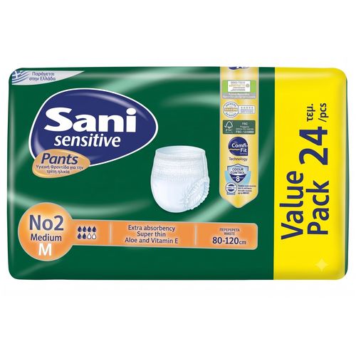 sani. Sensitive Adult Incontinence Pants Extra Absorbent Medium Size Pack of Twenty Four Pieces