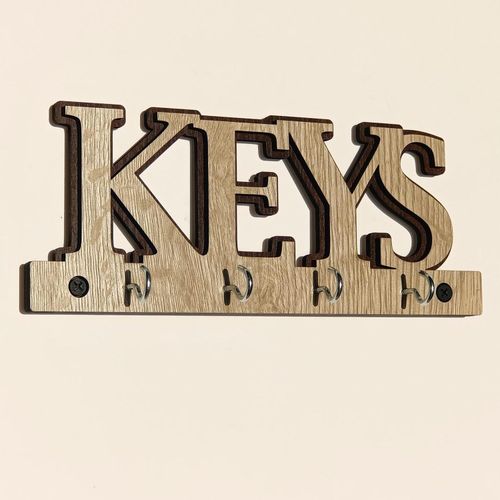 Wooden Wall Key-Chains Holder - 9x23cm - Beige