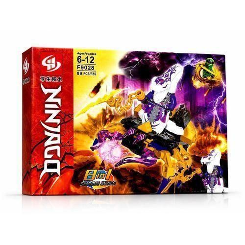 Ninjago 8-in-1 Samurai Series Building Blocks Toy Set - Purple Lightning Fighter Jet & Action Figures Model Kit with 89 Pieces for Kids Ages 6-12 (Model F9028)
