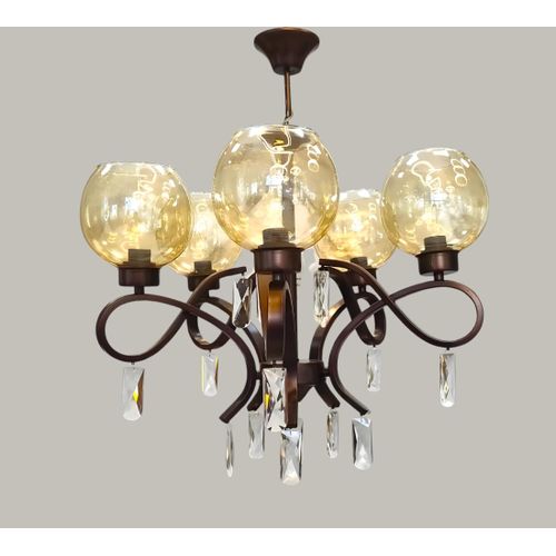 Classic metal chandelier 5 crystal bulbs, luxurious design and perfect lighting 60*60