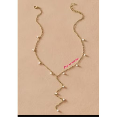 Women's Necklace Golden Chain With Off White New Design