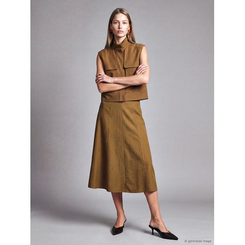 Waist Zippered A-Line Skirt