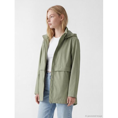 Zippered Hooded Women's Raincoat