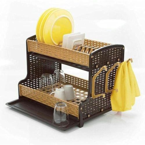 It has 2 floors applied, with a spatula tray and 3 hooks for kitchen towels or coffee cups