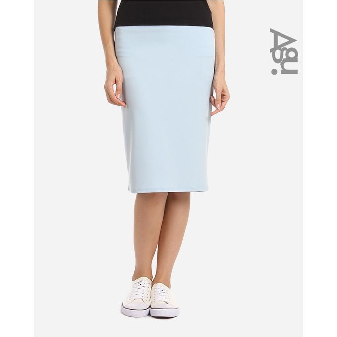 اشتري Agu Solid Pencil Mini Skirt - Light Steel Blue في مصر